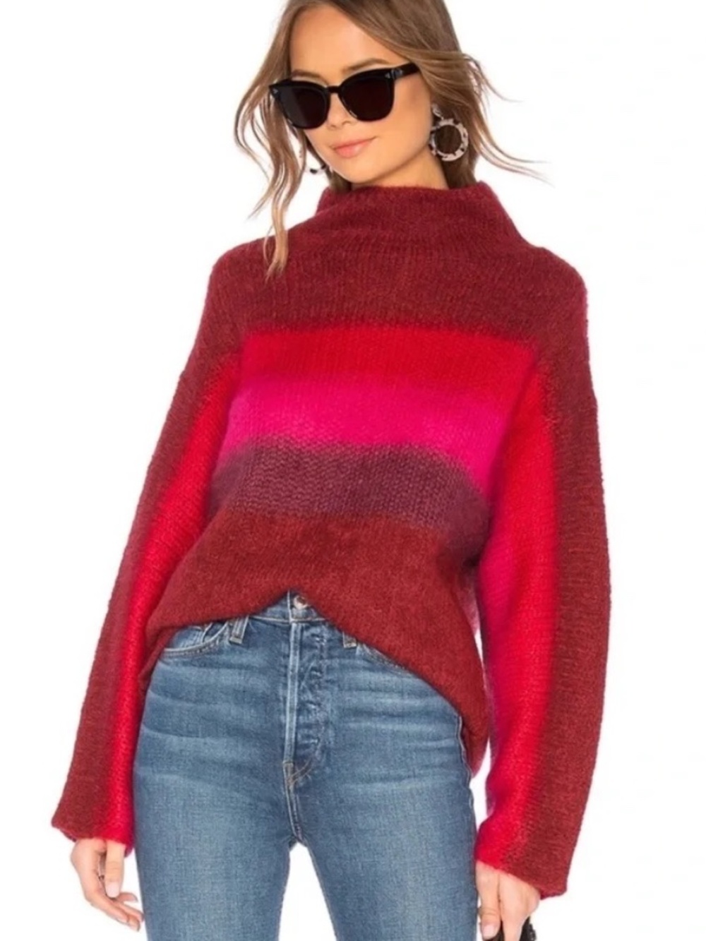 Rag & Bone Holland Stripe Merlot Red Purple stripeWool & Mohair Sweater size M
